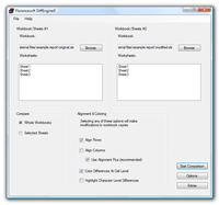 Compare individual Excel sheets or whole workbooks xls xlsx.